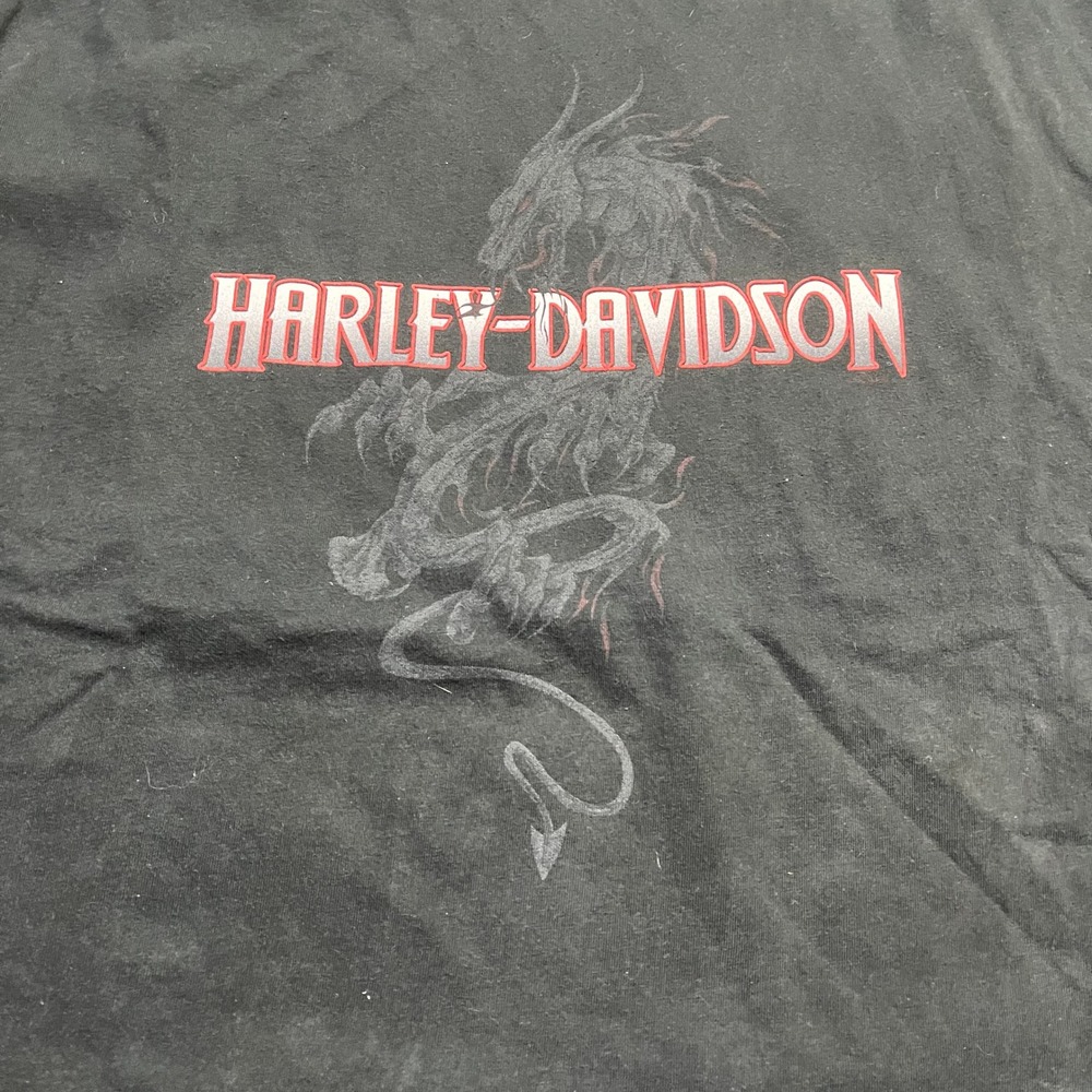 Vintage Harley Davidson Dragon T Shirt Mens 3XL Black Grunge Biker 2001 - Picture 3 of 10